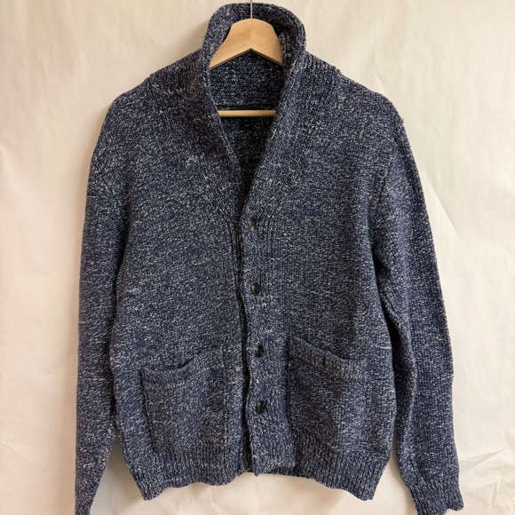 J. Crew Other - J‎ Crew Mens Blue Speckled Shawl Collar Knit Cardigan Sweater M Old Money Preppy